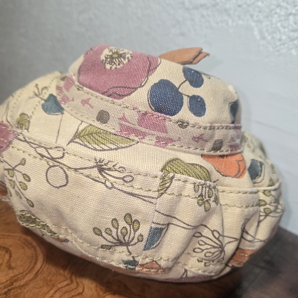 Vintage FOSSIL FLORAL CANVAS & LEATHER SHOULDER PURSE - Picture 3 of 7